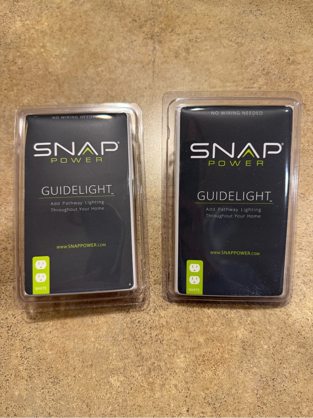New 2 Pack of Snap Power Guidelight Outlet Wall Plates Night Light Brand New